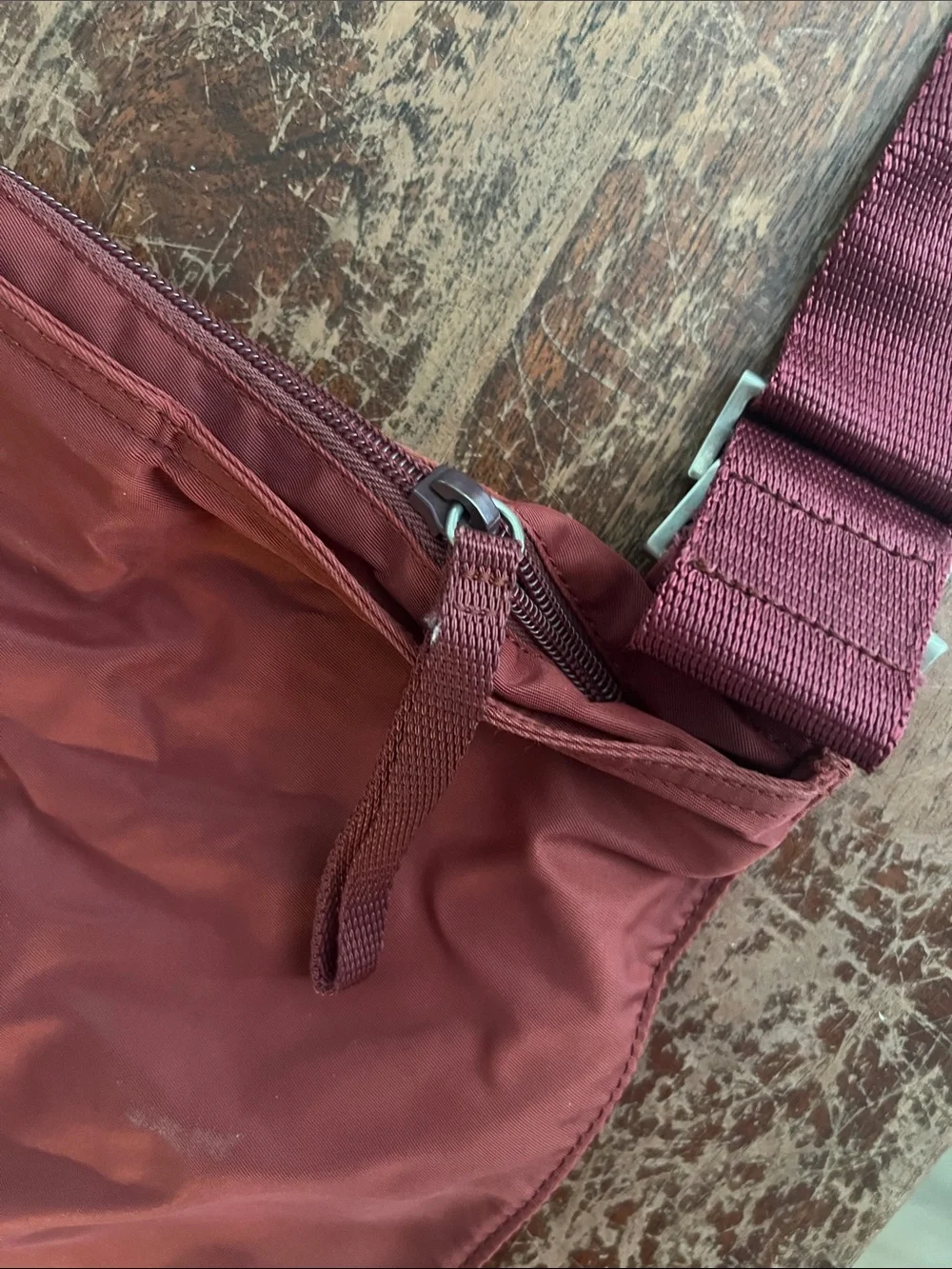 Prada Nylon Messenger Bag in Burgundy Red